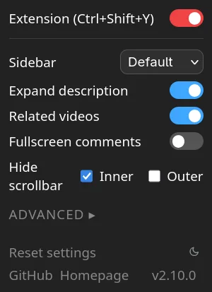 Popup in dark mode