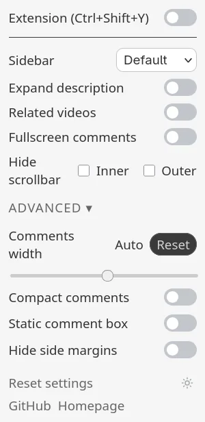 Expanded popup in light mode